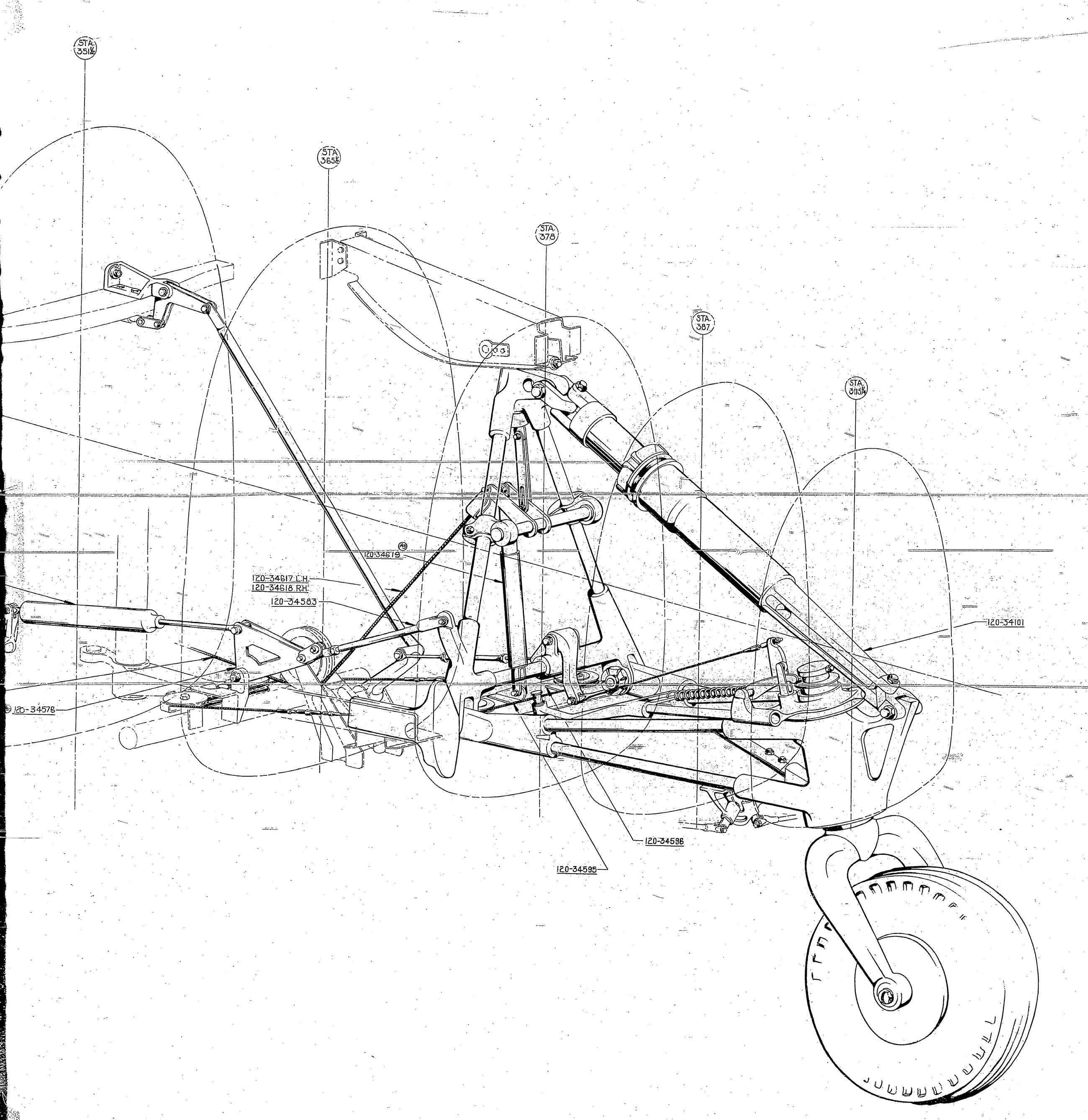 XP-82 Twin Mustang - Feb.-April, 2015 - Restoration Update 30 Drawing of the tail wheel mechanism. (photo via Tom Reilly)