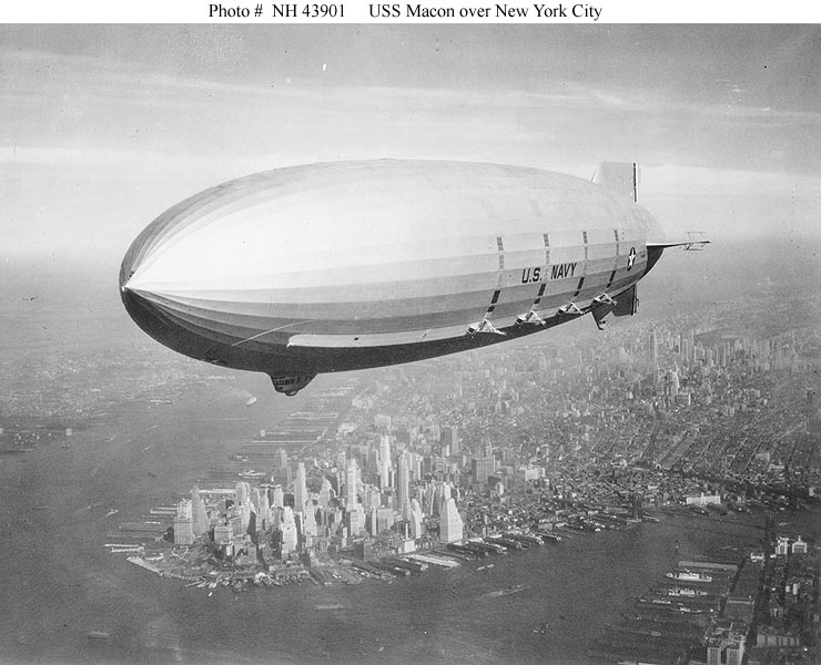 Today in Aviation History: Loss of USS Macon 23 02990516 USS Macon over Manhattan Island NYC US Navy photo