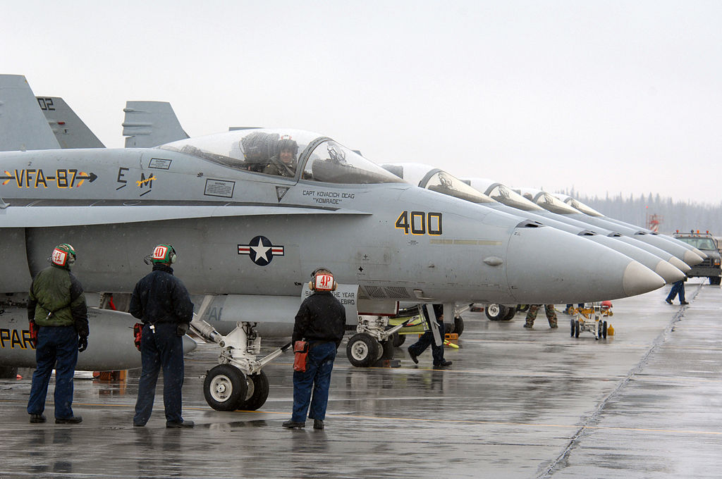 Museum of Flight Puts Blue Angel on a Pedestal 12 1024px US Navy 070412 F 3488S 011 Navy crew members from Strike Fighter Squadron VFA 87 ready an F A 18C prior to a mission during Red Flag Alaska 07 1