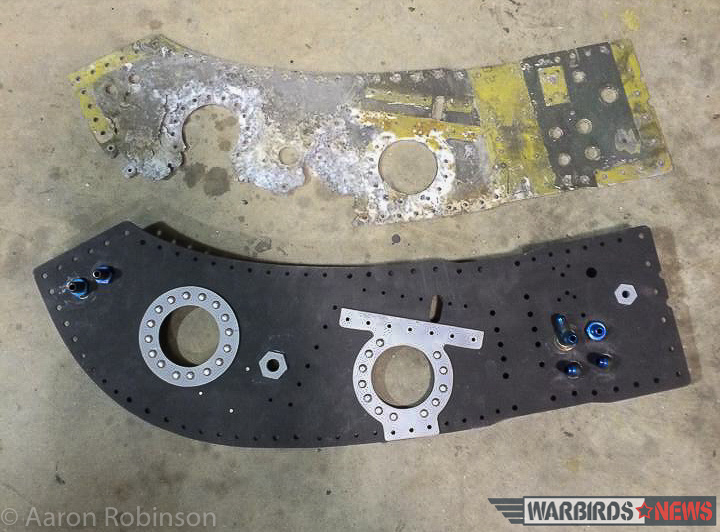 Combat Veteran F-100D Super Sabre Restoration 16 The replacement rib and the corroded template part. (photo by Aaron Robinson)