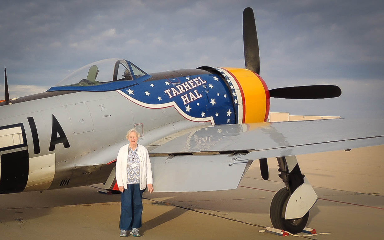 Finding Closure: Unique Encounter Ends Seven Decades of Emptiness 14 Victoria Thomson stands next to a P-47 Thunderbolt before an Air Force Heritage Flight demonstration on March 6, 2016 at Davis-Monthan Air Force Base, Ariz. Thomson’s father, Capt. Carl Ekstrom, was killed during World War II while piloting a P-47. After nearly seven decades, Thomson finally came face-to face with the Thunderbolt. (Courtesy photo)