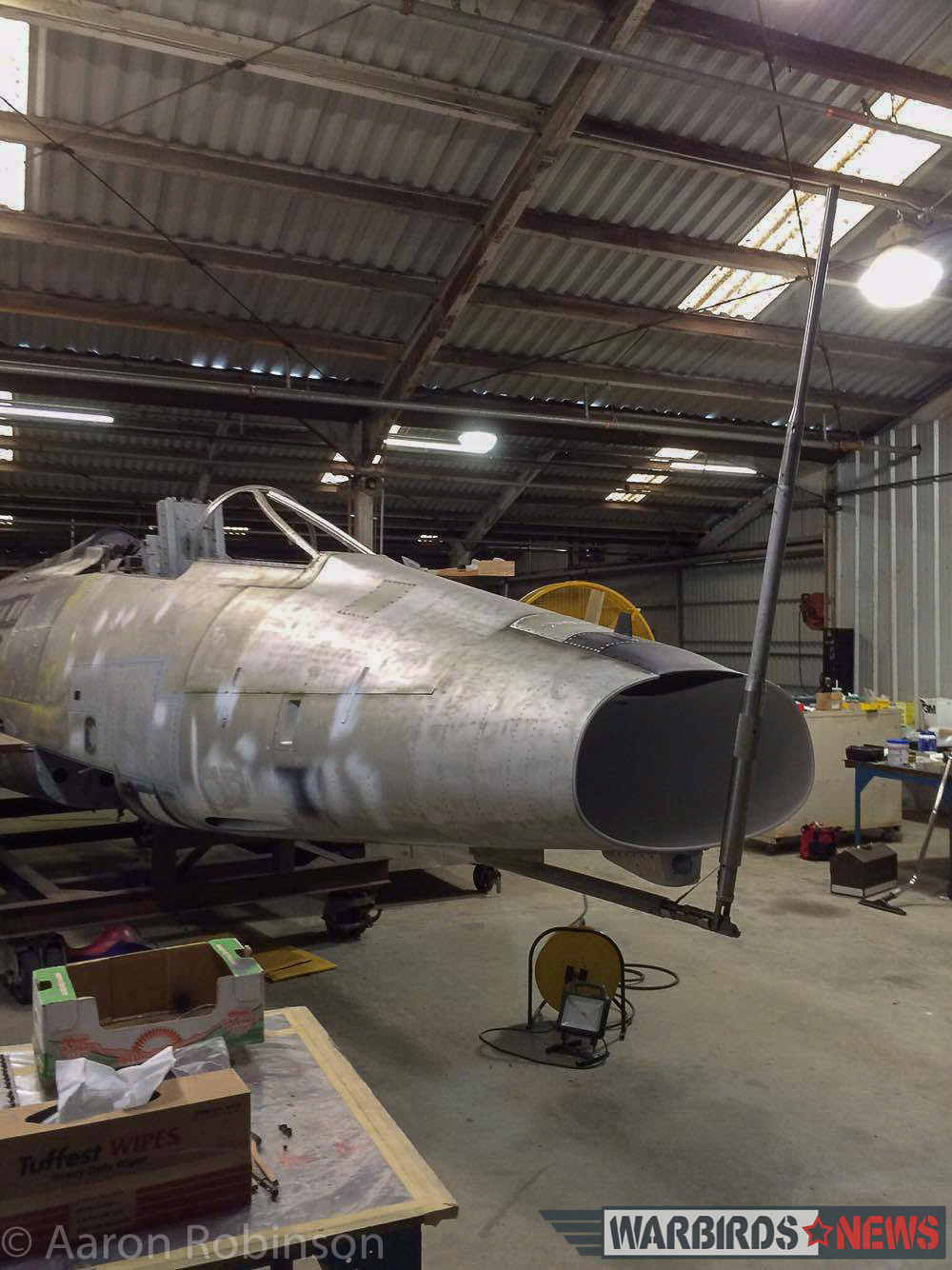 Combat Veteran F-100D Super Sabre Restoration 23 The distinctive, foldable F-100 pitot tube. (photo by Aaron Robinson)