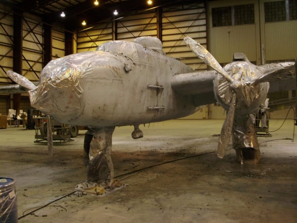 B-25 "Yellow Rose" Getting a New Paint Job 10 The B-25 Yellow Rose getting prepped for painting ( Image credit CAF central Texas Wing)