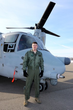 CV-22 Osprey Landed At The National Museum Of The U.S. Air Force 12 Maj. Wayne Dirkes, a CV-22 test pilot from the 413th Flight Test Squadron, piloted the CV-22 during its final flight to the National Museum of the U.S. Air Force on Dec. 12, 2013. (U.S. Air Force photo by Don Popp)