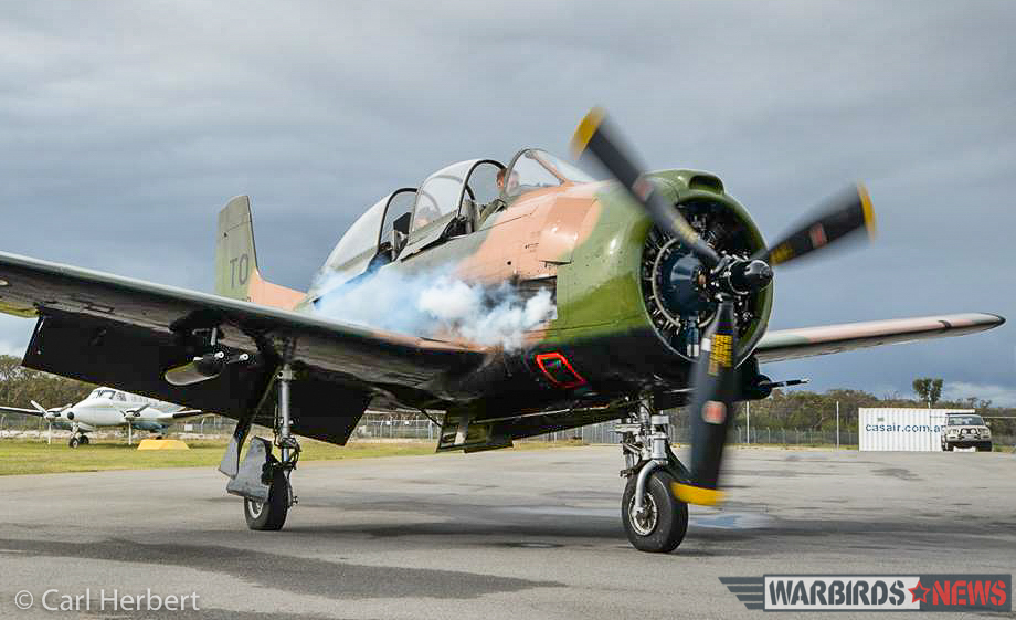 Australian T-28D Trojan Back in the Air! 12 Starting the engine. (photo by Carl Herbert)