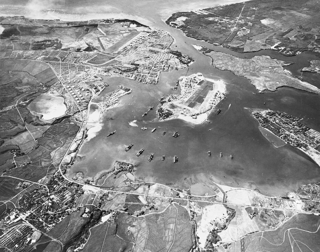 Why Did It Happen and What Came after It: The Attack on Pearl Harbor 10 1369px Pearl Harbor looking southwest Oct41