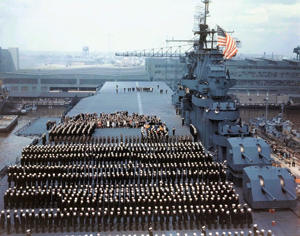 U.S. Aircraft Carrier Museum Ships: Preserving Naval Aviation Heritage 36 1374px Commissioning of USS Yorktown CV 10 on 15 April 1943