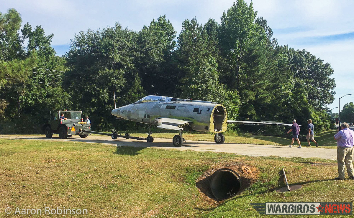 F-100 Super Sabre - August, 2016 Restoration Report 12 The Hun on the run... moving from the restoration hangar to its present position in the WWII hangar. (photo by Aaron Robinson)