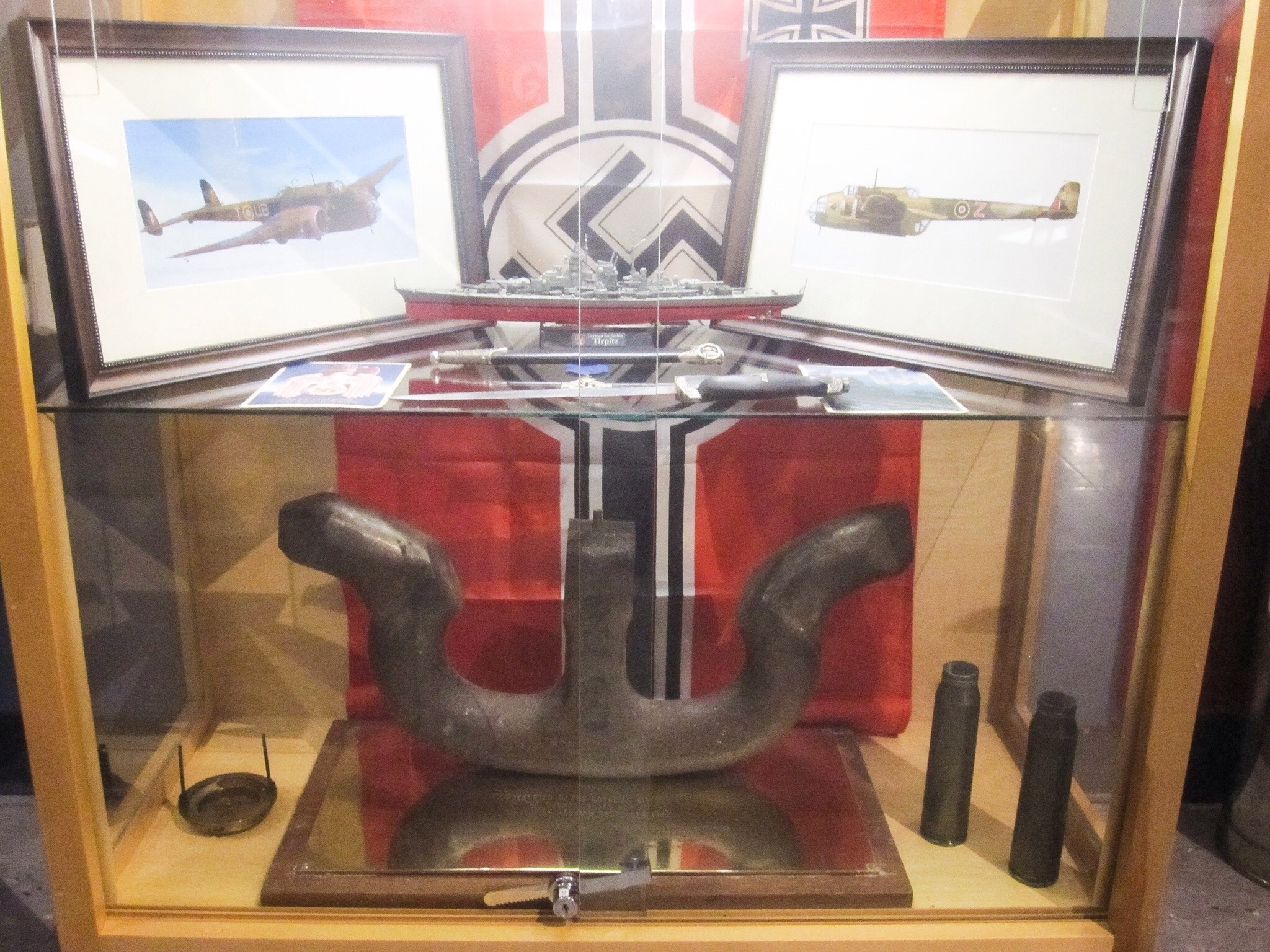 Greenwood Military Aviation Museum - An Undiscovered Gem 15 One of the museum's fascinating displays features this relic from the German battleship Tirpitz, a steel link from its anchor chain. (GMAM photo)