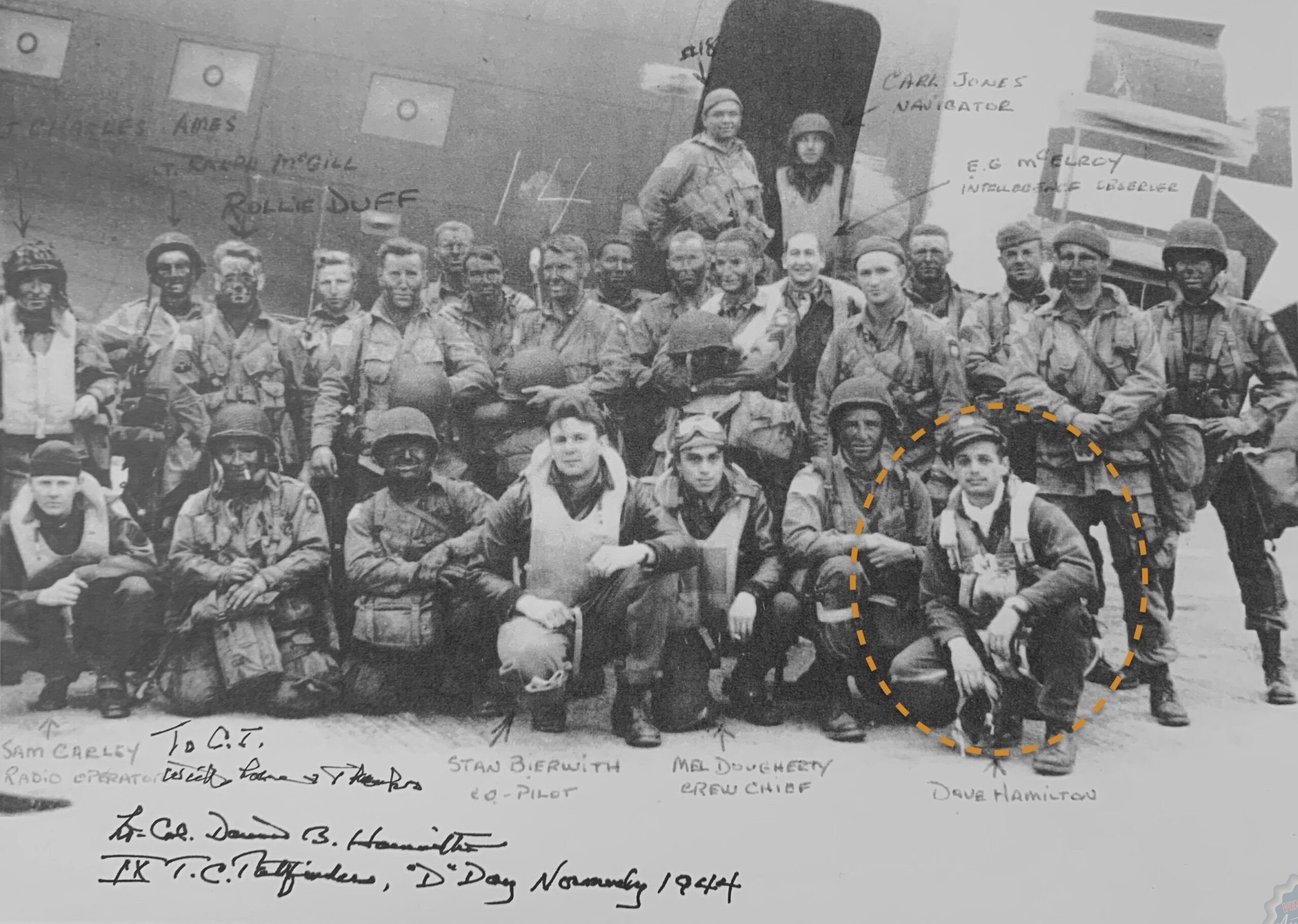 Last Living D-Day Pathfinder Pilot Celebrates 100th Birthday 12 14 Chalk Flight Hamilton front row far right scaled