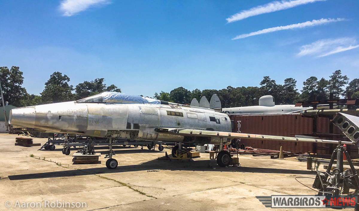 F-100 Super Sabre - August, 2016 Restoration Report 11 Outside again, the F-100 during its move from the restoration hangar to its present position in the WWII hangar. (photo by Aaron Robinson)