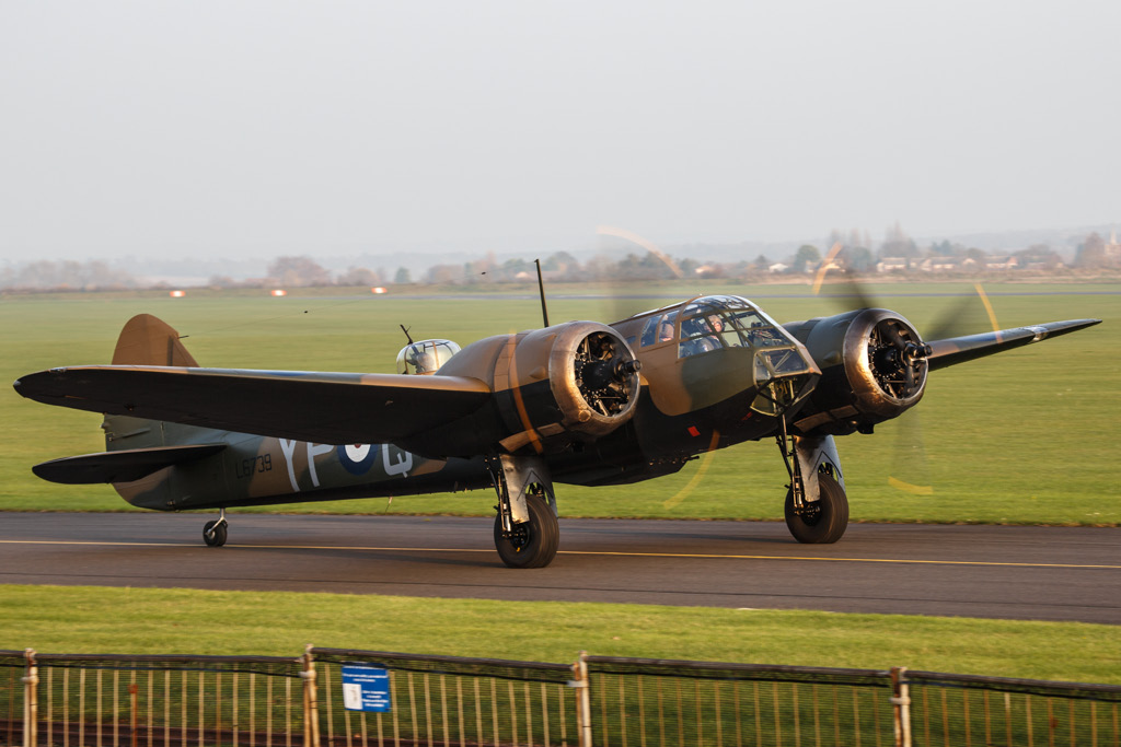 The Bristol Blenheim Flies! 12 John Romain taxiing L6739 out for take off on Thursday with John Gilmore sitting beside him. (photo by George Land via Global Aviation Resource)