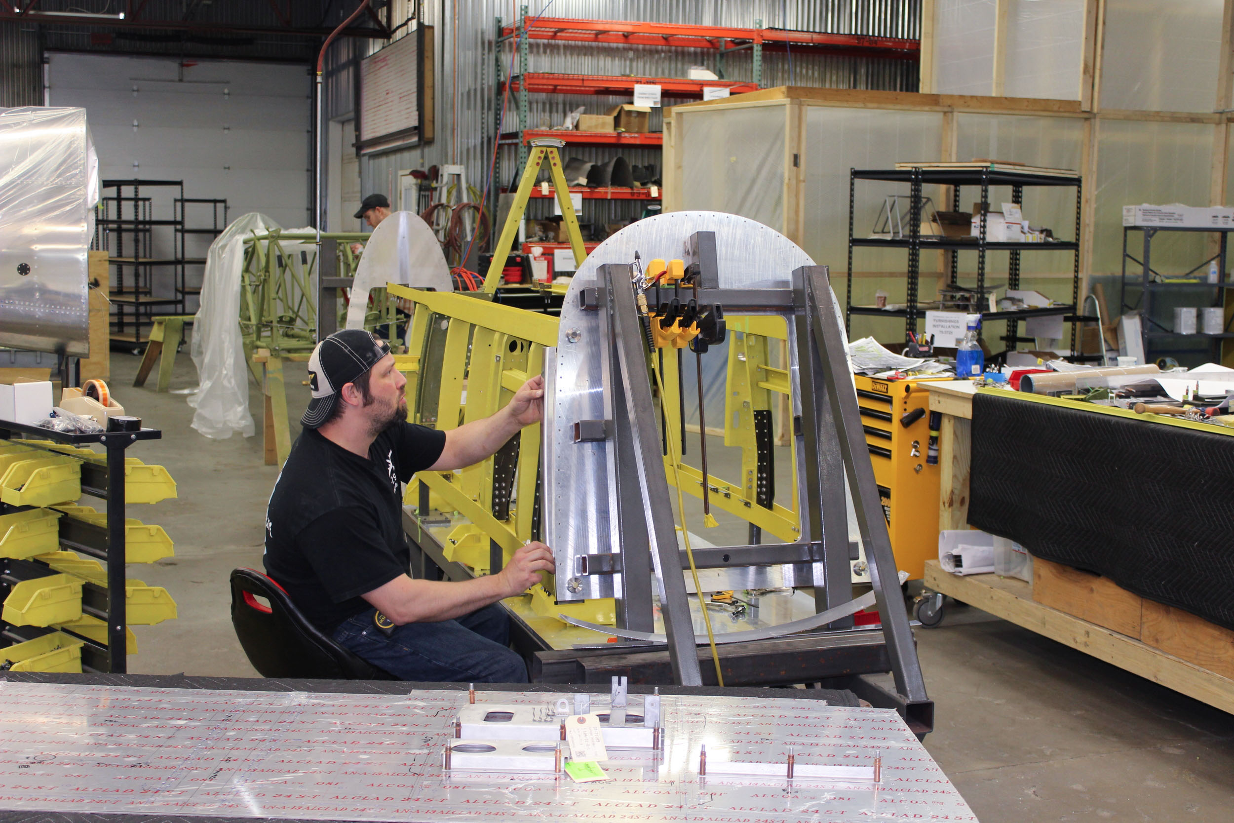Texas Flying Legends P-51C Restoration Report 15 Another shot of the fuselage in its jig during May, 2015. (photo via AirCorps Aviation)