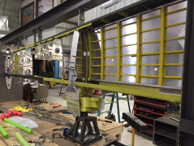 Texas Flying Legends P-51C Restoration Report 20 The wing structure coming together in its jig in December, 2015. (photo via AirCorps Aviation)