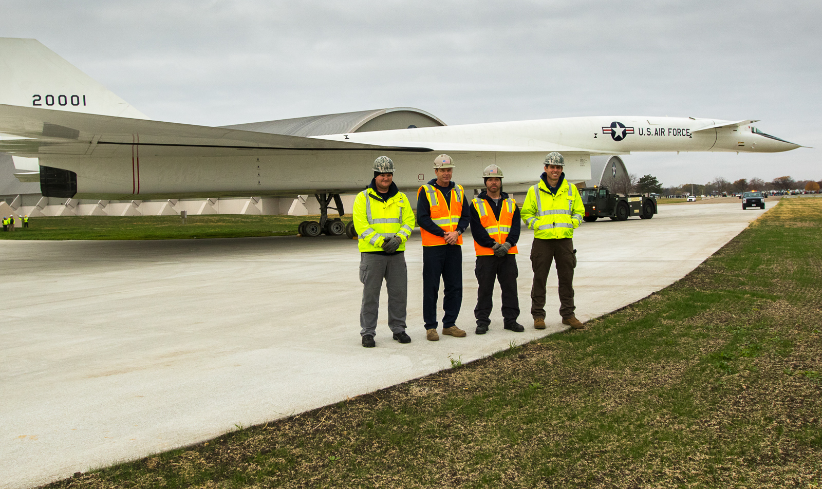 XB-70 Valkyrie On the Move in Dayton 15 Some of the museum restoration staff pose in front of the freshly-cleaned XB-70 Valkyrie. (NMUSAF photo by Don Popp)