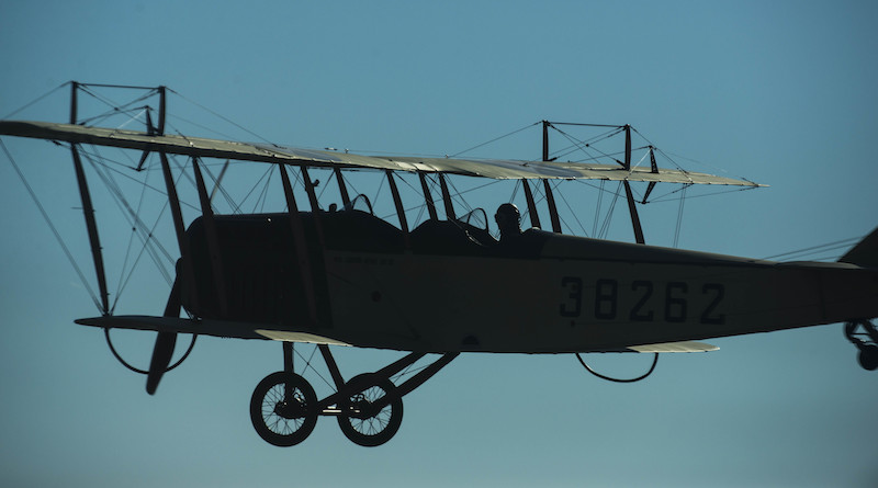 Curtiss JN-4D Jenny, Scott AFB Celebrate 100 Years of Service 12 Dorian Walker, Chairman of Friends of Jenny, flies the JN-4 Jenny, May, 4, 2017 at Bowling Green, Kentucky. The Curtiss JN-4 along with Scott Air Force Base, Illinois, are celebrating a century of service. The Jenny is scheduled to perform at the Scott AFB Centennial Air Show and will also be on display for spectators to view the aircraft. (U.S. Air Force photo/Senior Airman Tristin English)