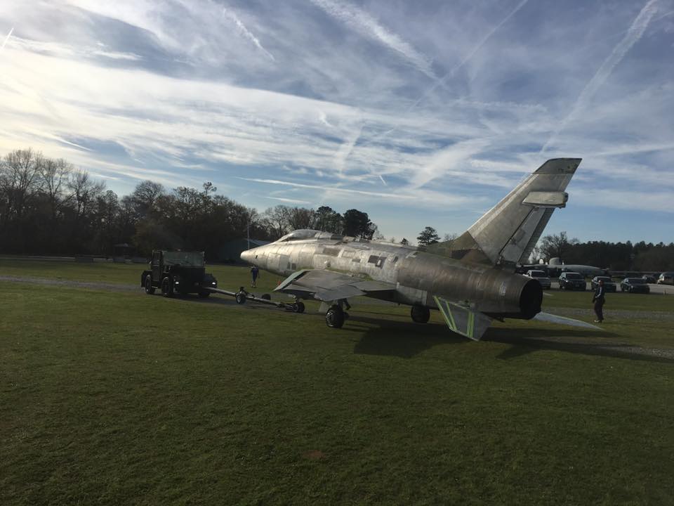 Museum of Aviation F-100 Super Sabre Goes on Display 15 The journey to the painting area. (photo by Aaron Robinson)