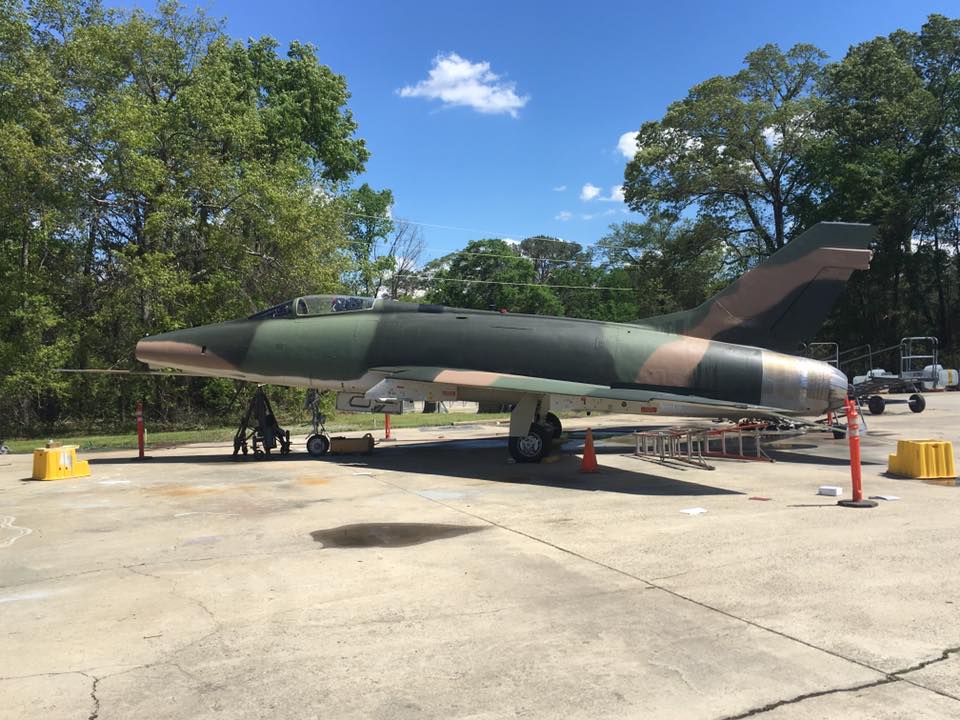 Museum of Aviation F-100 Super Sabre Goes on Display 22 And finally a full coat of war paint... Just the markings and stencils to follow. Like it's that easy (we know it isn't!). (photo by Aaron Robinson)