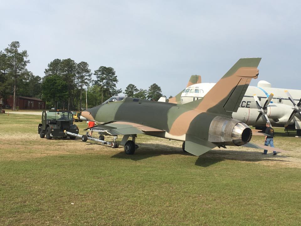 Museum of Aviation F-100 Super Sabre Goes on Display 23 It's off to take up her place in Hangar One. (photo by Aaron Robinson)