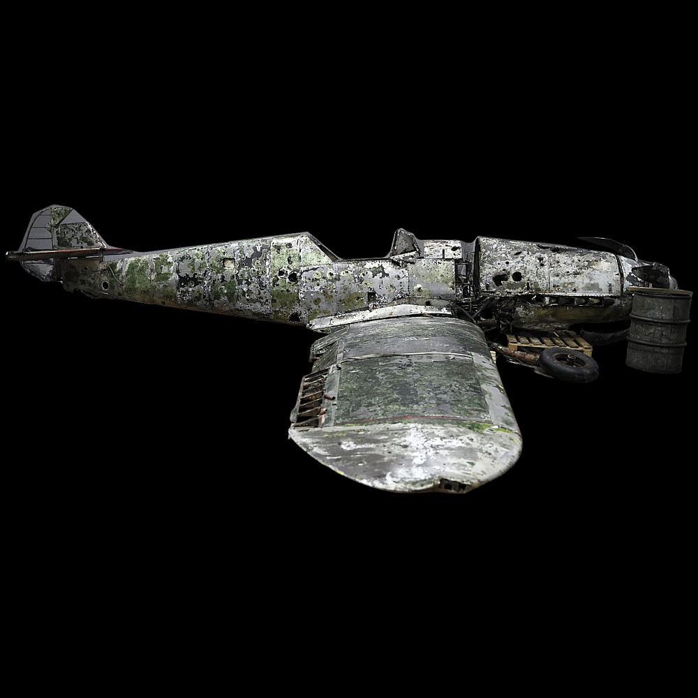 WWII Combat Veteran Messerschmitt Bf-109F-4 Offered for Auction by Liveauctioneers 13 1941 Messerschmitt Bf 109F 4 Werk Number 8694 right wing