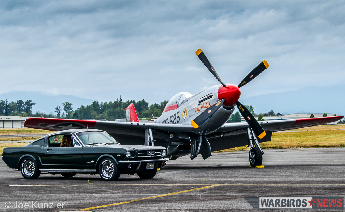 Heritage Flight Museum - July 2016 Fly Day Report 27 A 1965 Ford Mustang and the museum's 1945 North American P-51D Mustang will be part of next month's Mustangs event. (photo by Joe Kunzler)