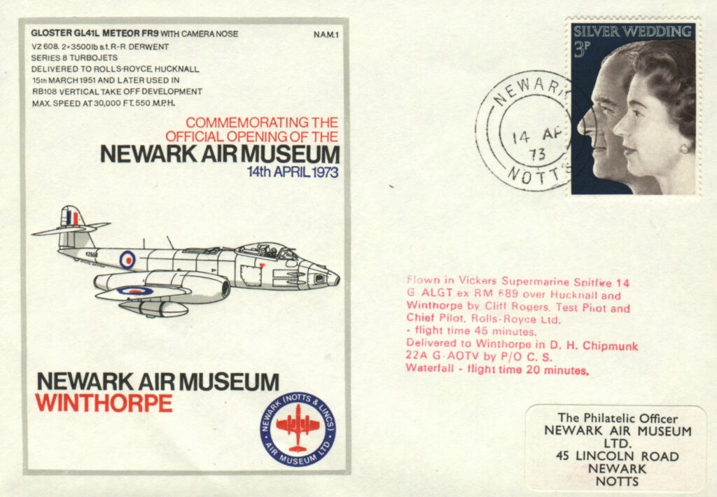 Newark Air Museum’s Golden Jubilee Event 10 1973 First Day Cover