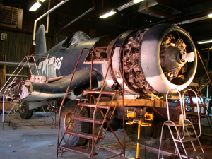 Connecticut Air and Space Center Still Recovering from Hurricane Sandy 10 CASC's Goodyear FG-1D Corsair early-on in the restoration process.