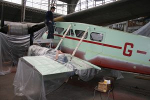 Dragon Rapide Nearing Completion in Belgium 10 Dragon Rapide receiving its Lancashire Aircraft Corporation paint scheme