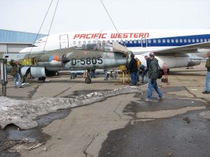 F104 Starfighter on the Ground in Alberta 11 Starfighter once again has its wheels on the ground. (Image Credit: Alberta Aviation Museum)