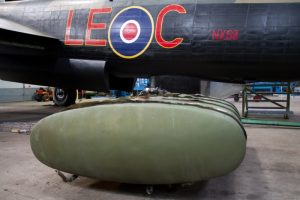 Avro Lancaster "Just Jane" Continues Progress Toward Flight 10 Lancaster's #2 fuel tank removed for cleanup and certification. (photo credit: Lincolnshire Aviation Heritage Centre)
