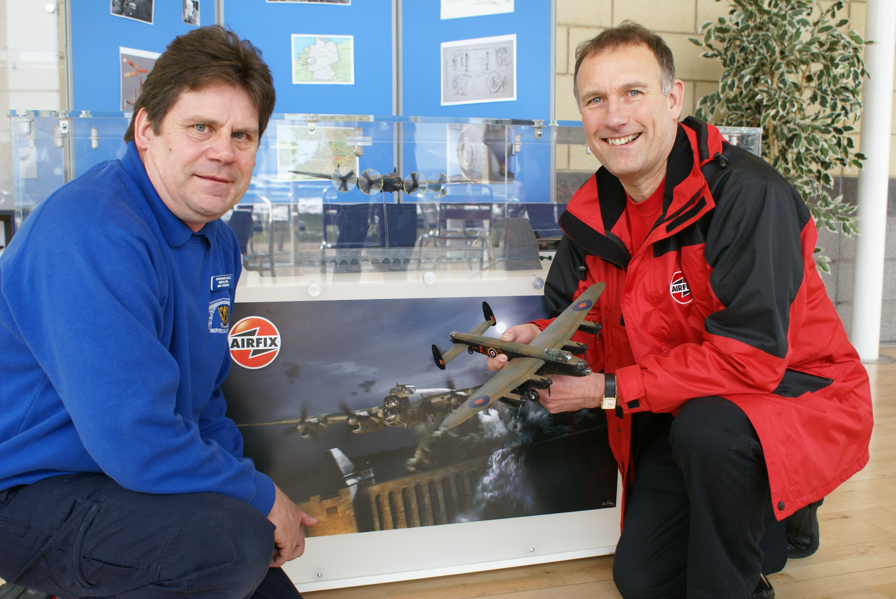 Thousands of Miniature Models to be Displayed at Cosford 11 Gary Stevens of the Shropshire Scale Modellers and Darrell Burge of Airfix pose with model of Avro Lancaster.