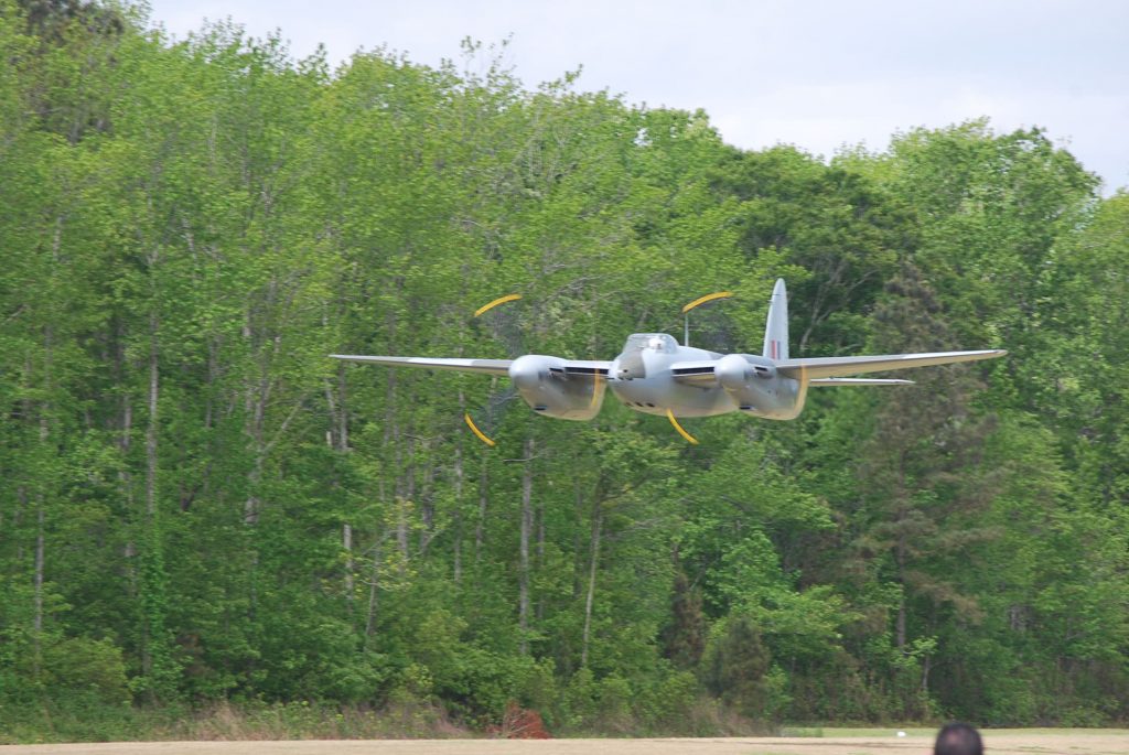 De Havilland Mosquito performs a low pass at the Fighter Factory's airfield this morning for FAA Inspectors.<br />(Image Credit: Military Aviation Museum) De Havilland Mosquito performs a low pass at the Fighter Factory's airfield this morning for FAA Inspectors.<br />(Image Credit: Military Aviation Museum)