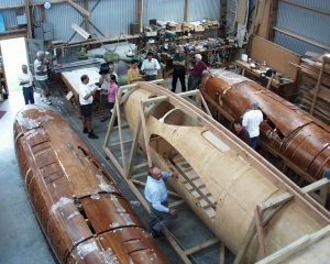 World's Only Flying Mosquito Flew Today! 11 Fabrication of moulded wooden Mosquito fuselage. (Image Credit: Canadian Historical Aircraft Association)