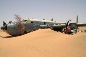 UK Shackleton Preservation Trust Restoring Growler to Flying Condition 12 SAAF Shackleton "Pelican 16" lays where she landed, in the Sahara Desert. (Image Credit: Alexei Shevelev, GNU FDL 1.2)