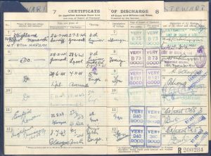 Unsung Bravery: Merchant Marine Radio Officer Frank McLaughlin 20 Discharge book of McLaughlin shipmate, 4th Engineer Officer, William Stewart notes discharge from the Empire Rowan on 3/27/43 "at sea."