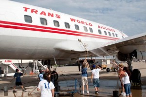 National Airline History Museum to Commemorate Historic Coast to Coast Connie Flight 12 Gratifyingly, a recent call for volunteers to wash the plane resulted in twice the number of volunteers anticipated. (Image Credit: National Airline History Museum)