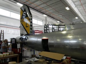 B-17 Champaign Lady Taking Shape in Ohio 11 "S" on Champaign Lady's Tail, a tribute to Shiffer (Image Credit: Champaign Aviation Museum)