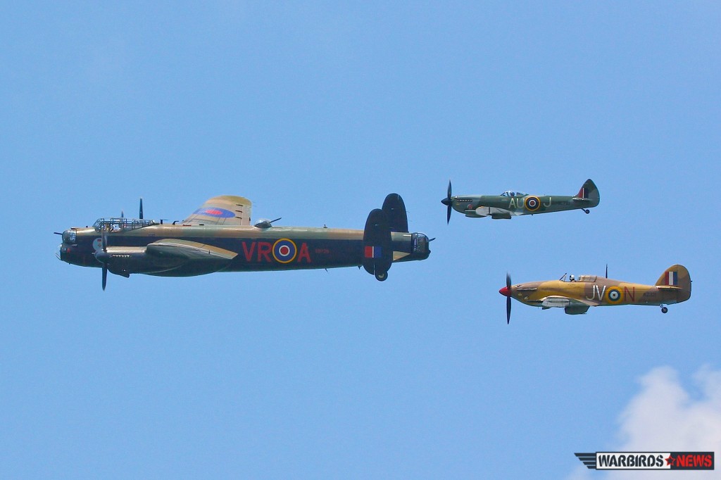 Air Show Report: 2013 Geneseo Air Show 15 Great Britain's pride: The AVRO LANCASTER MK. X from the Canadian Warplane Heritage , the Supermarine Spitfire Mk XVI of Vintage Wings of Canada and the Hawker Hurricane Mk IV again from Vintage Wings of Canada. (Image Credit: Tom Pawlesh)