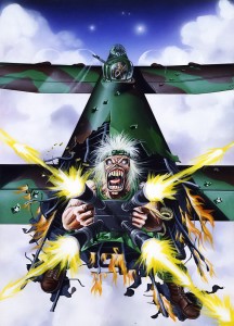 Aces High: A Heavy Metal Tribute to WWII Fighters 13 Cover Art for "Tailgunner," with the ubiquitous "Eddie." (Image Credit: Derek Riggs)