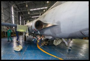 Friends of the SAAF Museum Restoring a Blackburn Buccaneer 12 Volunteers work to manually open hydraulically-actuated bomb bay door. (Image Credit: Irene McCullagh / SAAF Museum)