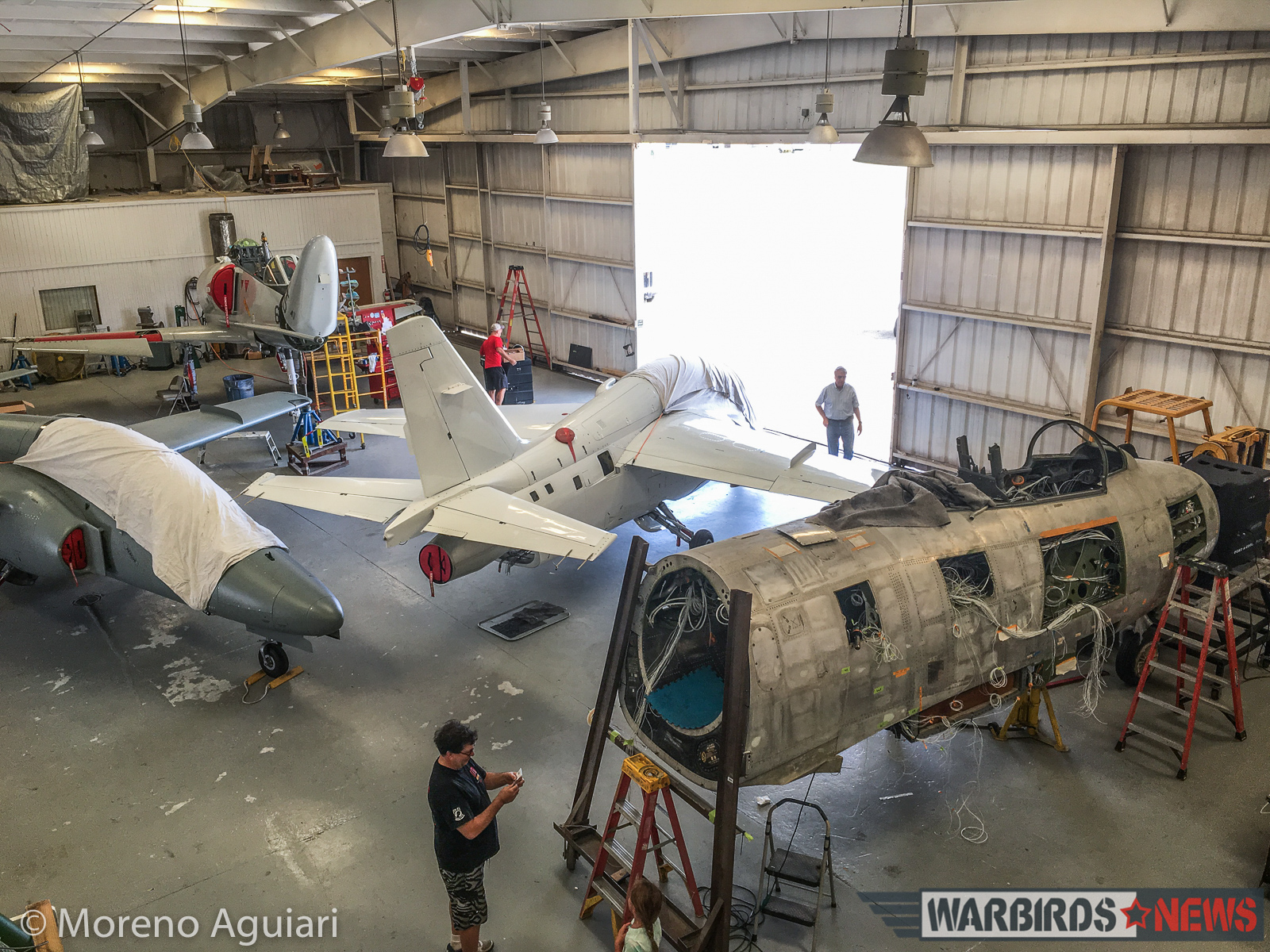 Classic Fighters of America - Restoration Shop Update 12 Classic Fighters of America's second F-86 Sabre is slowly coming together in the right foreground. The two already airworthy S.211s are in the middle, while the forward TA-4J is in the far back. (photo by Moreno Aguiari)