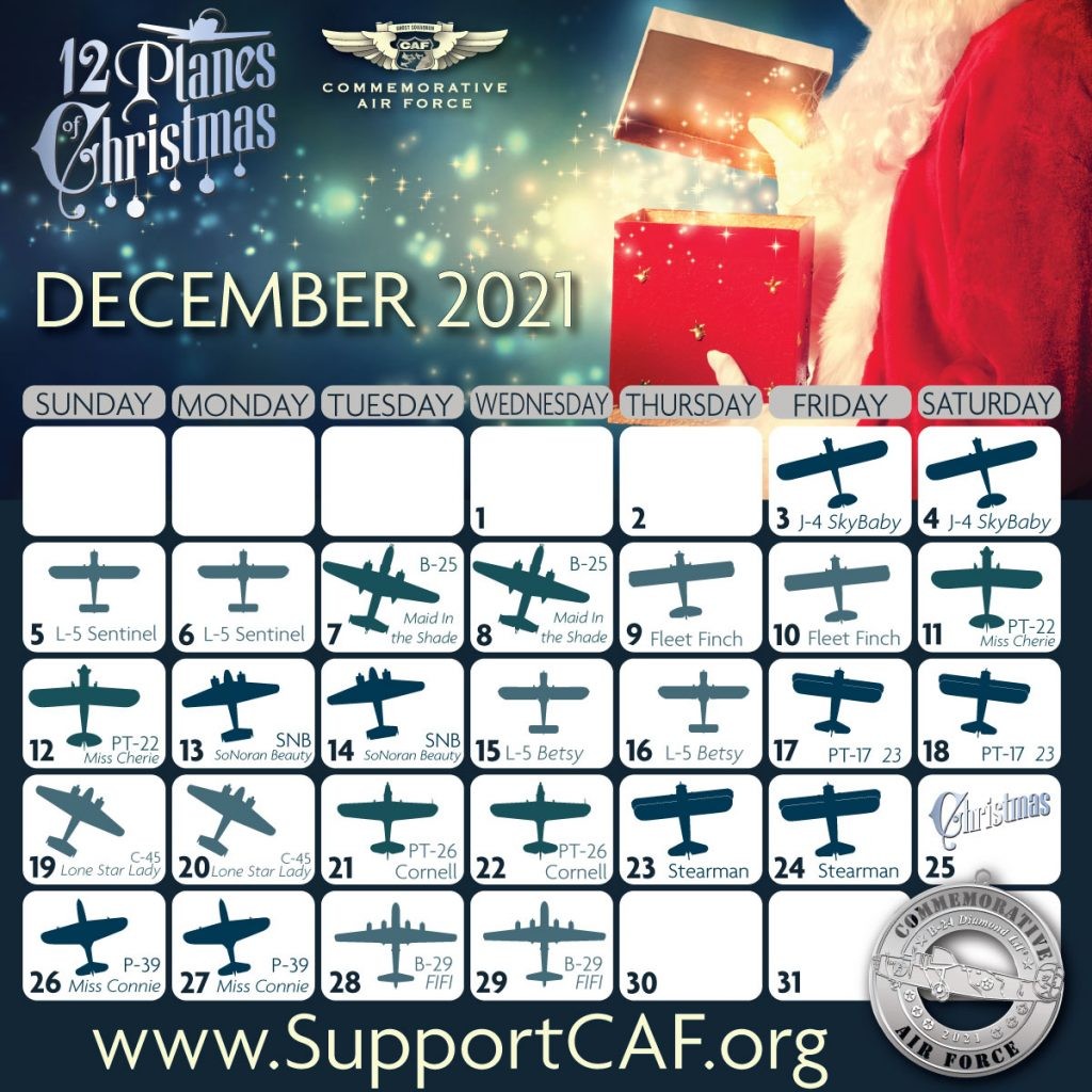 Commemorative Air Force Launches Annual “12 Planes of Christmas” Campaign 10 2021 12PlanesCalendardraft