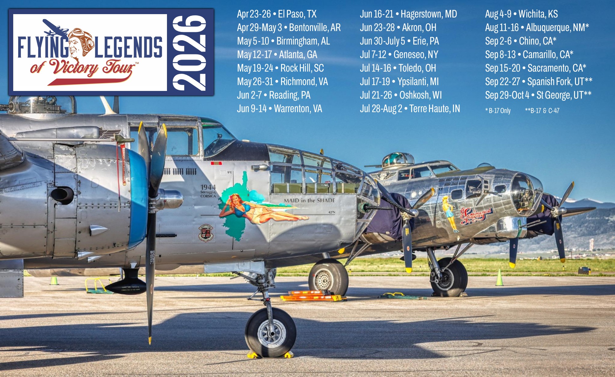 CAF Airbase Arizona Announces 2026 Flying Legends of Victory Tour 10 2026 CAF Airbase Arizona Flying Legends of Victory Tour