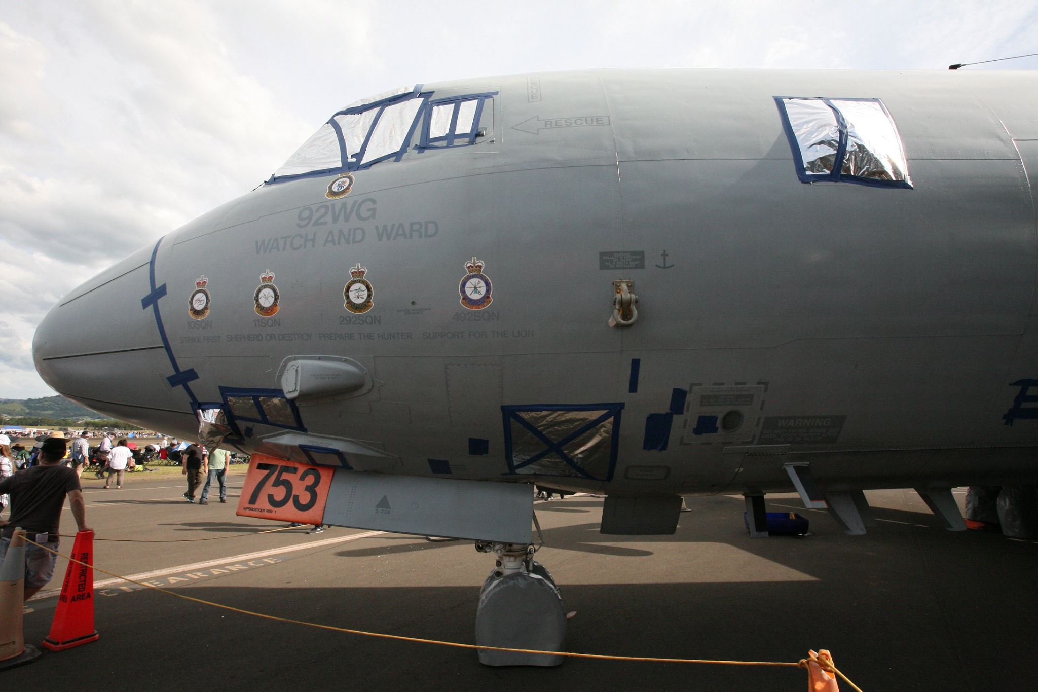 HARS to Fly a Warbird Lockheed AP-3C Orion! 11 A closeup of A9-753 showing her squadron heritage. Note the tape covering panels lines and the silver foil window coverings. These were put in place to protect the integrity of the aircraft while the Australian Department of Defense sought permission to formally hand over ownership to HARS. The museum will soon get to work preparing the Orion to fly once more. (photo by Phil Buckley)