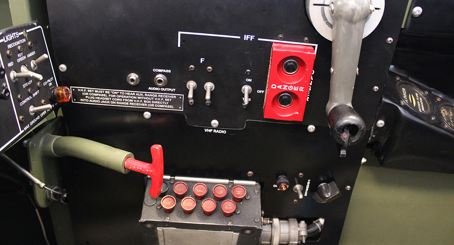 XP-82 Twin Mustang - May, 2017 - Restoration Update 11 The copilot’s radio package. Note the impact destruct switch (the red panel with two black buttons). (photo via Tom Reilly)