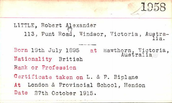 Australia’s Greatest Ace: Robert A. Little and the Skies of the Great War 12 3 Robert Little licence