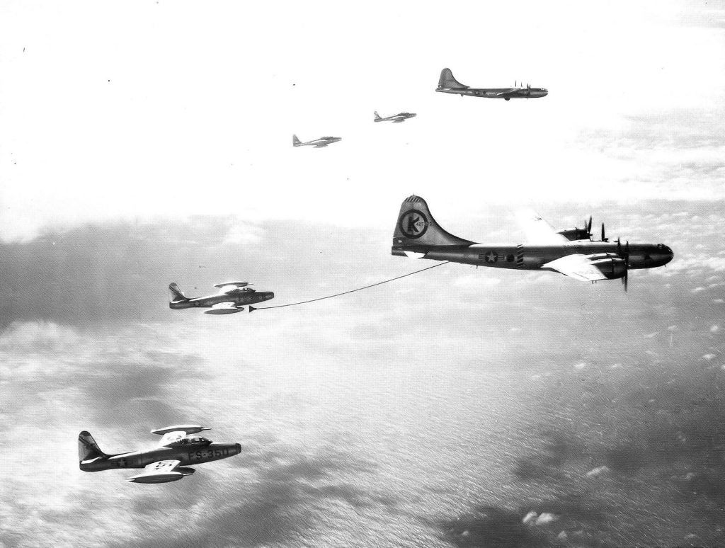 June 27, 1923, The First Successful Aerial Refueling 12 43d Air Refueling Squadron KB 29M Superfortresses refueling F 84s 1953