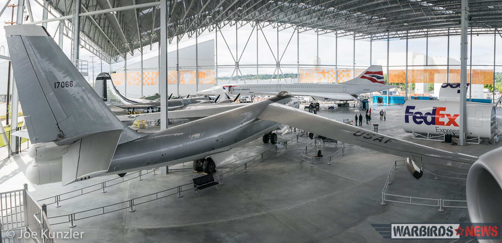 A Look Inside the Museum of Flight's New Aviation Pavilion 20 A panoramic view of the Museum of Flight Aviation Pavilion showing the Boeing B-47 in the foreground. (photo by Joe Kunzler)