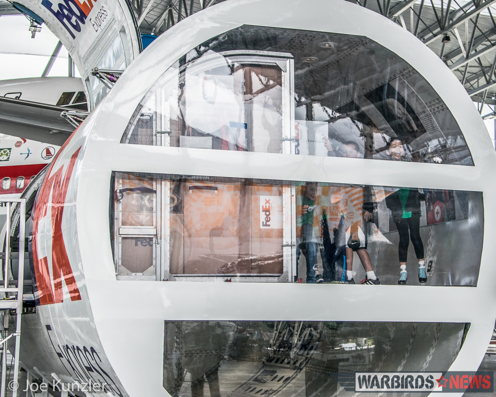A Look Inside the Museum of Flight's New Aviation Pavilion 13 Aviation Camp Experience Students Playing in the FedEx 727 fuselage. (photo by Joe Kunzler)