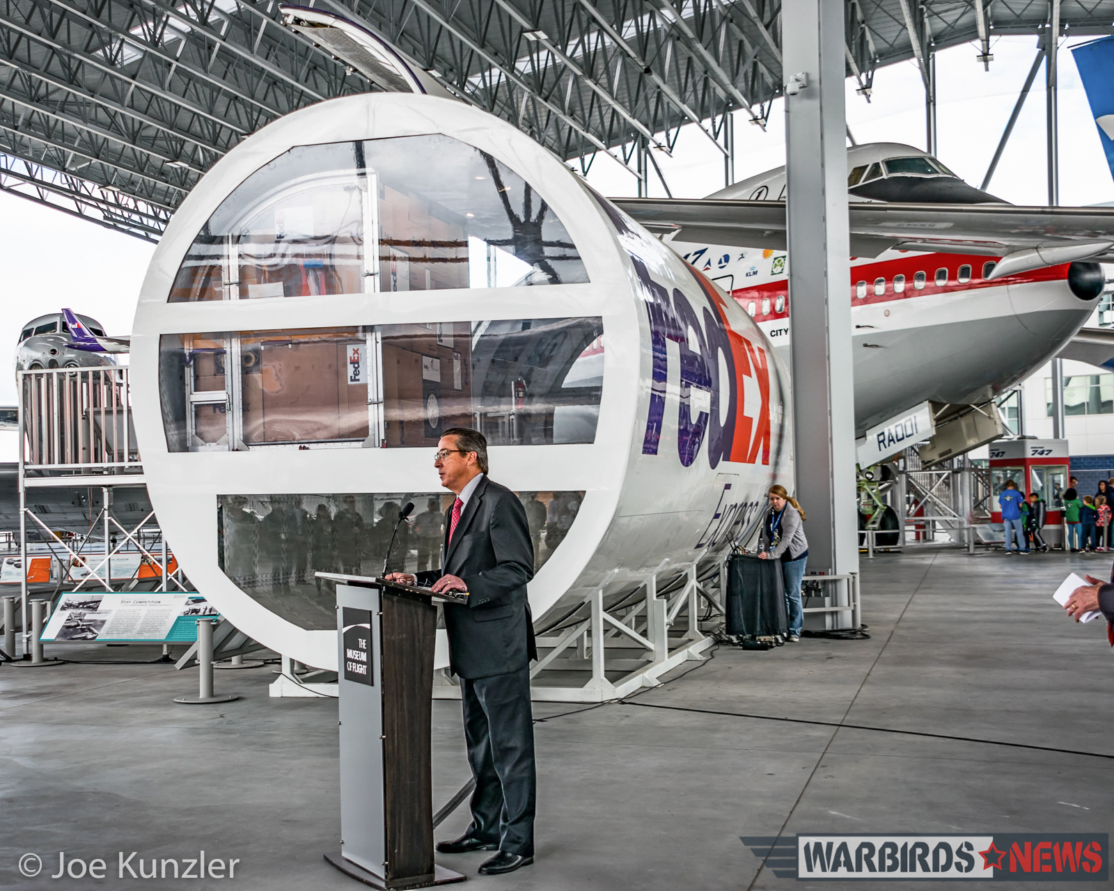 A Look Inside the Museum of Flight's New Aviation Pavilion 14 FedEx VP Phil Blum during the press conference. (photo by Joe Kunzler)